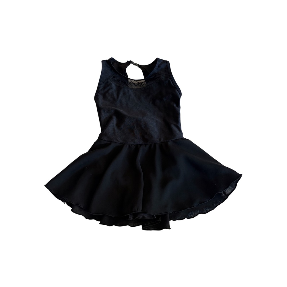 Danz N Motion Little Girls Black Dance Leotard Skirt Mesh Detail Open Back
